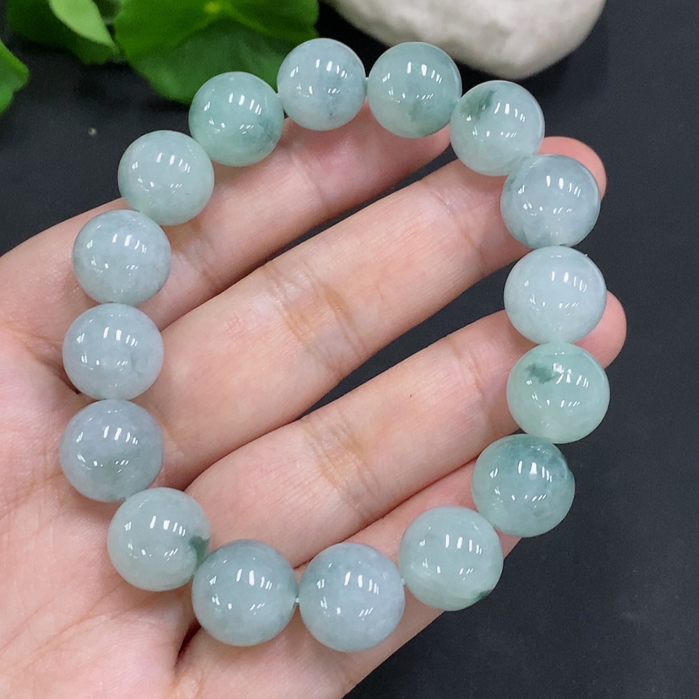 F34023235 Jadeite Bead Necklace Approx. 12mm Total Weight About 52.6g (Including Other Mineral Components)