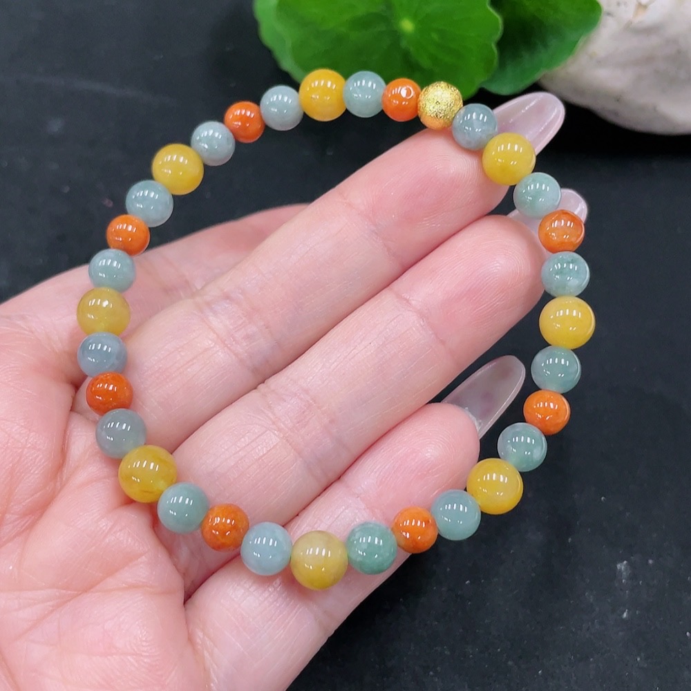 F34069096 Jadeite Bracelet Sell as a Lot (No Gold Inlay) (Beads Not Grade A)