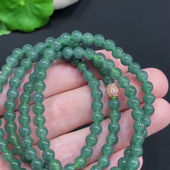 F30543513 Jadeite Bead Necklace, Non-Gold Setting, Approx. 4.7mm, Total Weight Approx. 26.8g