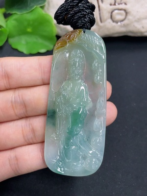 F46515677 翡翠挂件     观音     货品总重约19.08g