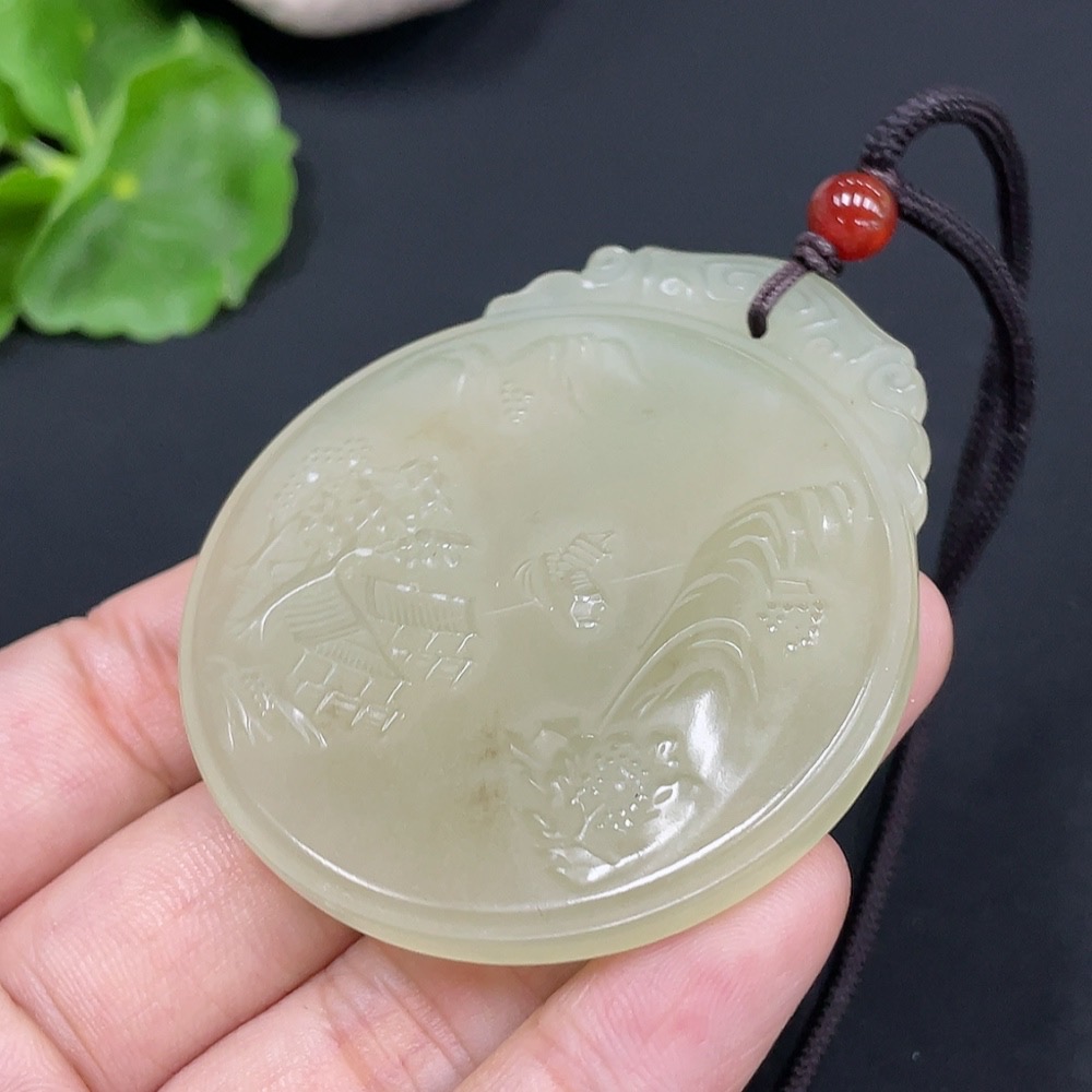 H28245576 Hetian Jade Pendant - Landscape Plaque