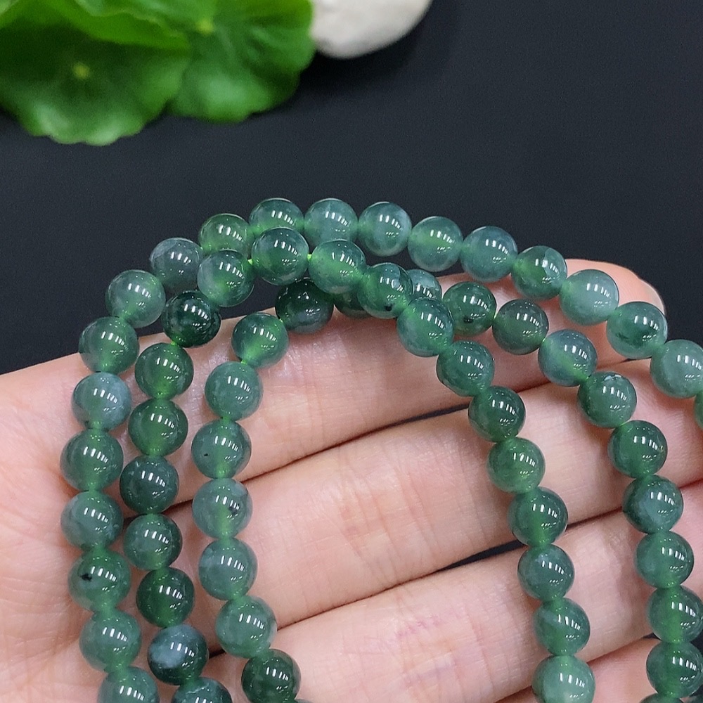 F35125405 Jadeite Bead Necklace Non-Gold Inlaid Total Weight Approx. 41.3g Size Approx. 6.2mm