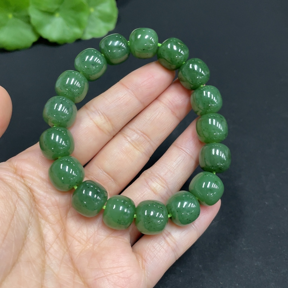 H35103434 Hetian Jade Jasper Bracelet, approx. 11.7mm, total weight about 48.3g