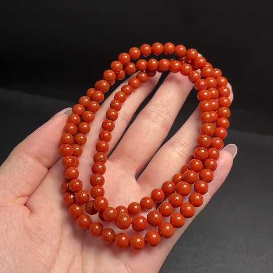 C32712895 Red Agate Bead Strand, Total Weight Approx. 37.81g, Size About 6.2mm