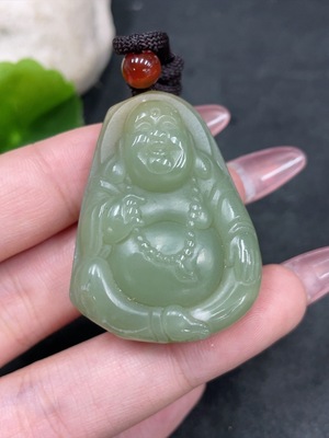 H33944265 Hetian Jade Pendant Buddha, Total Weight (including rope): 31.1g