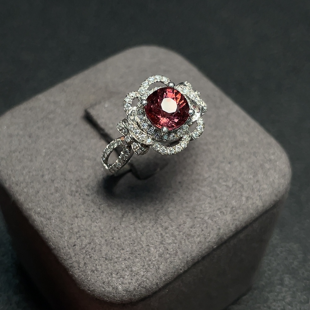 C34041080 Tourmaline Ring Non-Diamond PT950 Total Weight Approx.4.57g Size16.5 Stone6.4*6.3mm