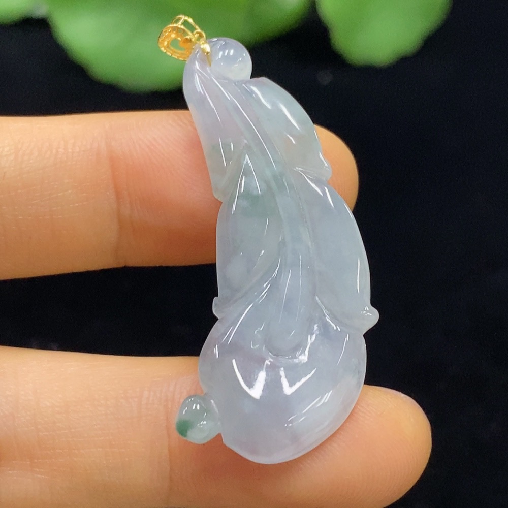 F34074713 Jadeite Leaf Pendant 18k Total Weight Approx.4.33g