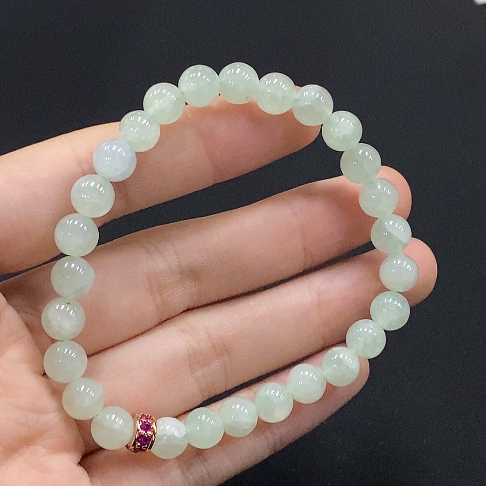 F35091081 Jadeite Bracelet Approx. 6.8mm Non-Gold Inlaid Total Weight Approx. 16.34g