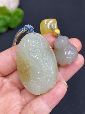 H29428133 Hetian Jade Pendant, God of Wealth, Total Weight (including rope): 42.6g, Accessories are not Hetian Jade