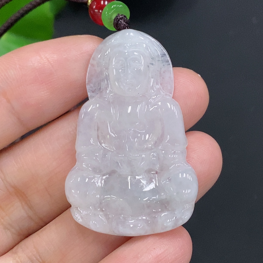 F30568519 Jadeite Guanyin Pendant Total Weight Including Rope Approximately 9.3g