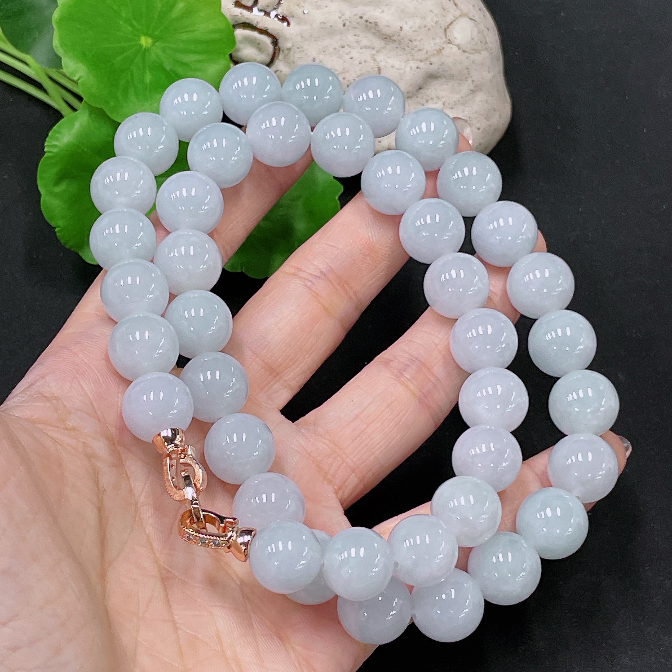 F34958297 Jadeite Bead Necklace Approx. 12.3mm Non-Gold Total Weight Approx. 135.9g