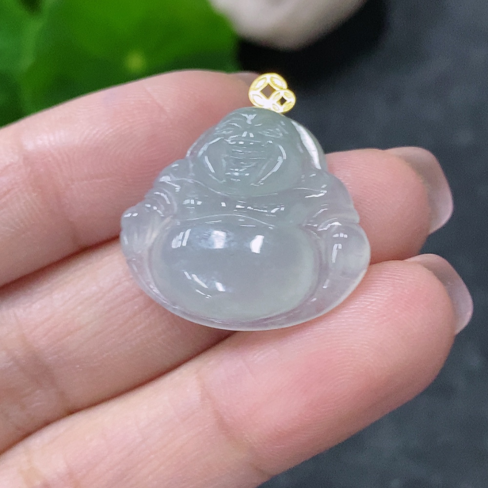 F34043619 Jadeite Pendant Buddha 18k Total Weight Approx. 3.48g