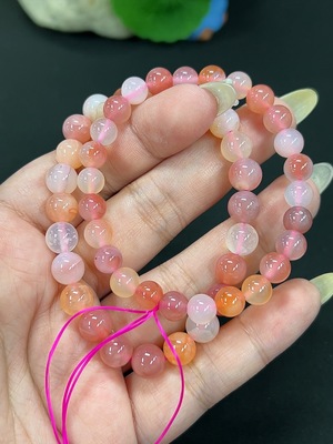 H41946955 盐源玛瑙手串 卡7.7mm左右 仅红色 货品总重约30.7g