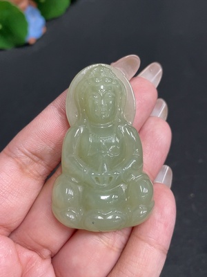 H29358838 Hetian Jade Pendant Guanyin Total Weight About 25.7g