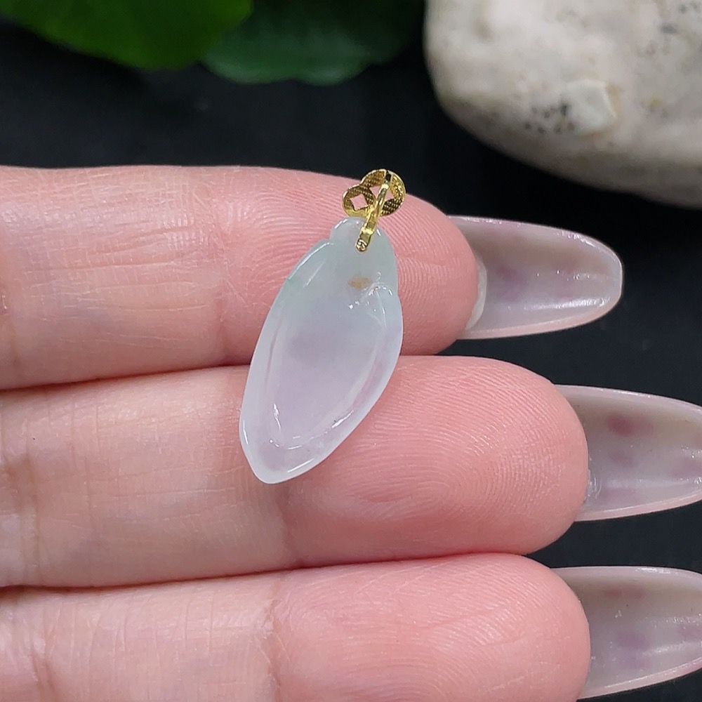 F35082139 Jadeite Melon Pendant 18K Gold Total Weight Approx. 1.3g
