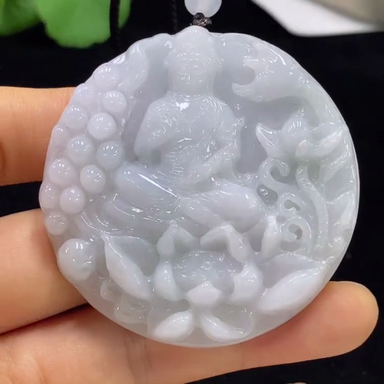 F34071928 Jadeite Pendant Guanyin with Non-Grade A Beads Including Rope Total Weight Approx. 52.33g