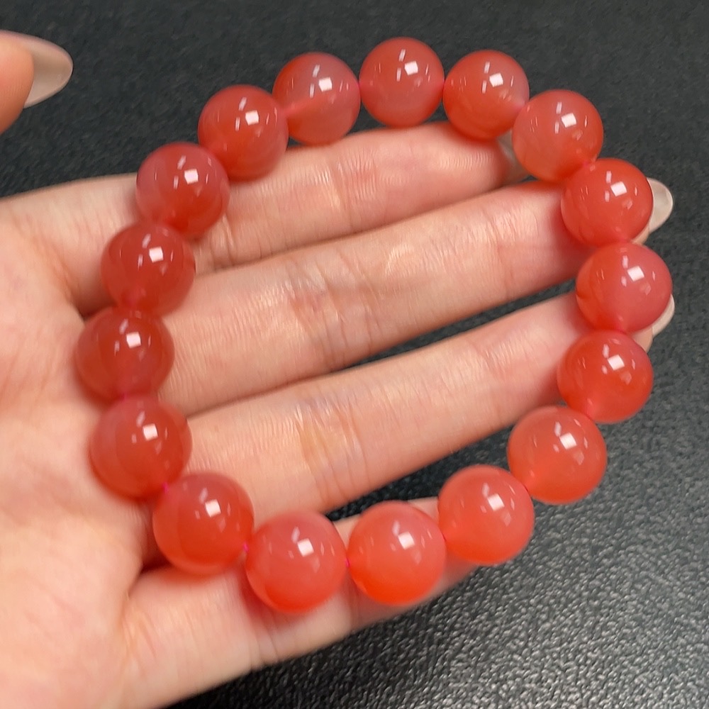 C33921071 South Red Agate Bead Bracelet, Total Weight Approx. 36.93g, Size About 11.5mm