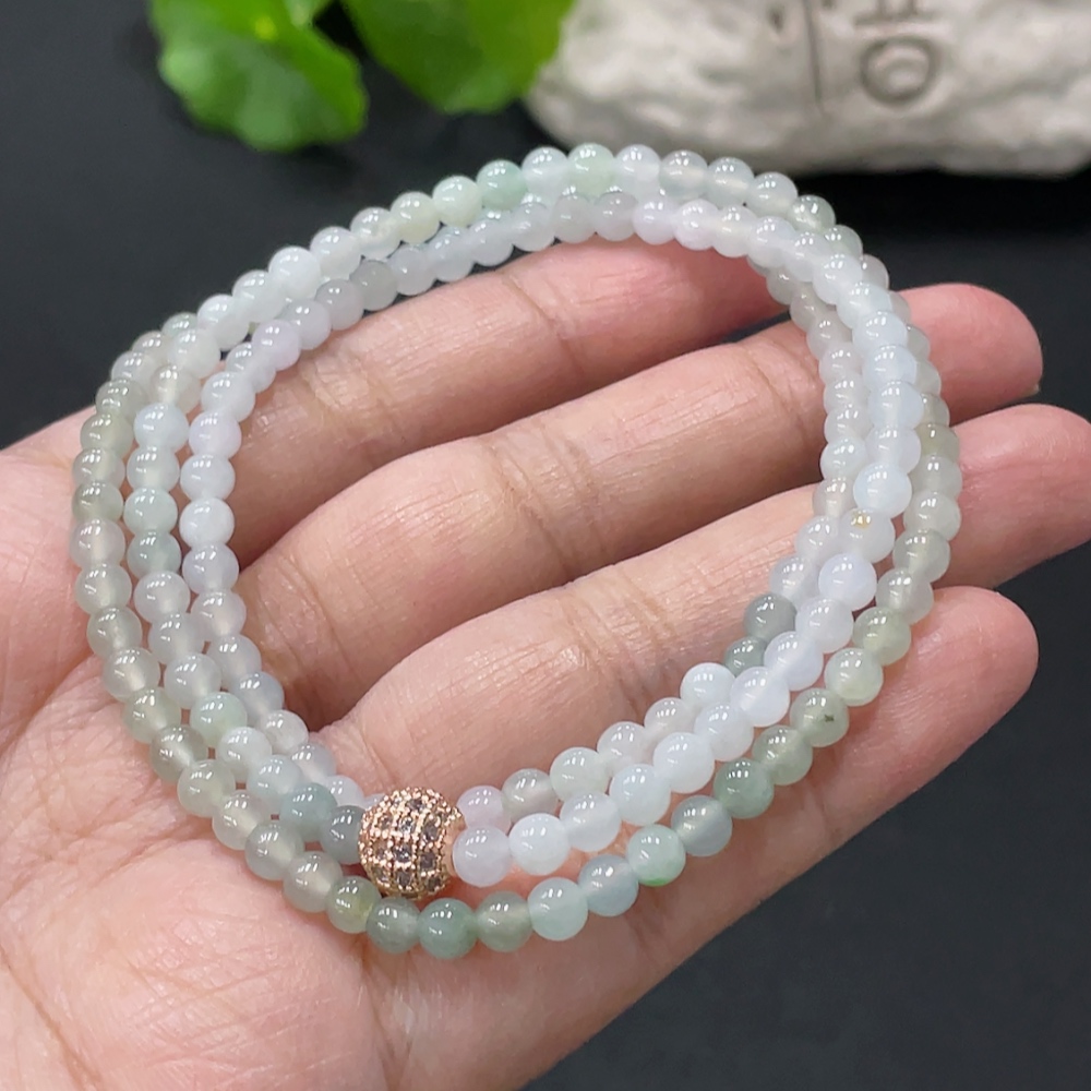 F34978056 Jadeite Beaded Necklace Approximately 4.3mm Bead Size Total Weight About 20.7g Non-Gold Accessory Beads