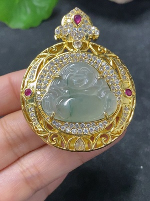F34043516 翡翠镶嵌佛公吊坠 非金 货品总约重21.28g
