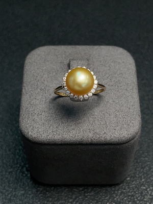C33871581 18K Gold Seawater Pearl Ring, Color Origin Undetermined, Non-Diamond, Total Weight Approx. 2.55g, Stone Size 9.3mm, Size 15