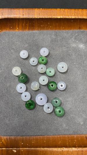 F3261396 Jadeite Beads Sold as a Lot with Individual Cracks and Veins