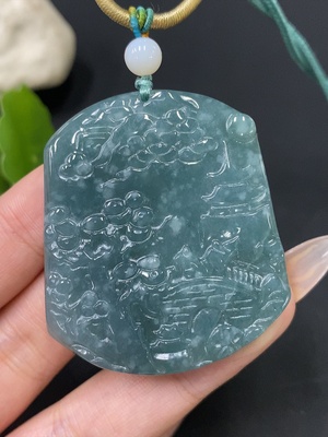F30455916 JadeitePendant Landscape with Beads Non-Grade A Total Weight Approx. 29g