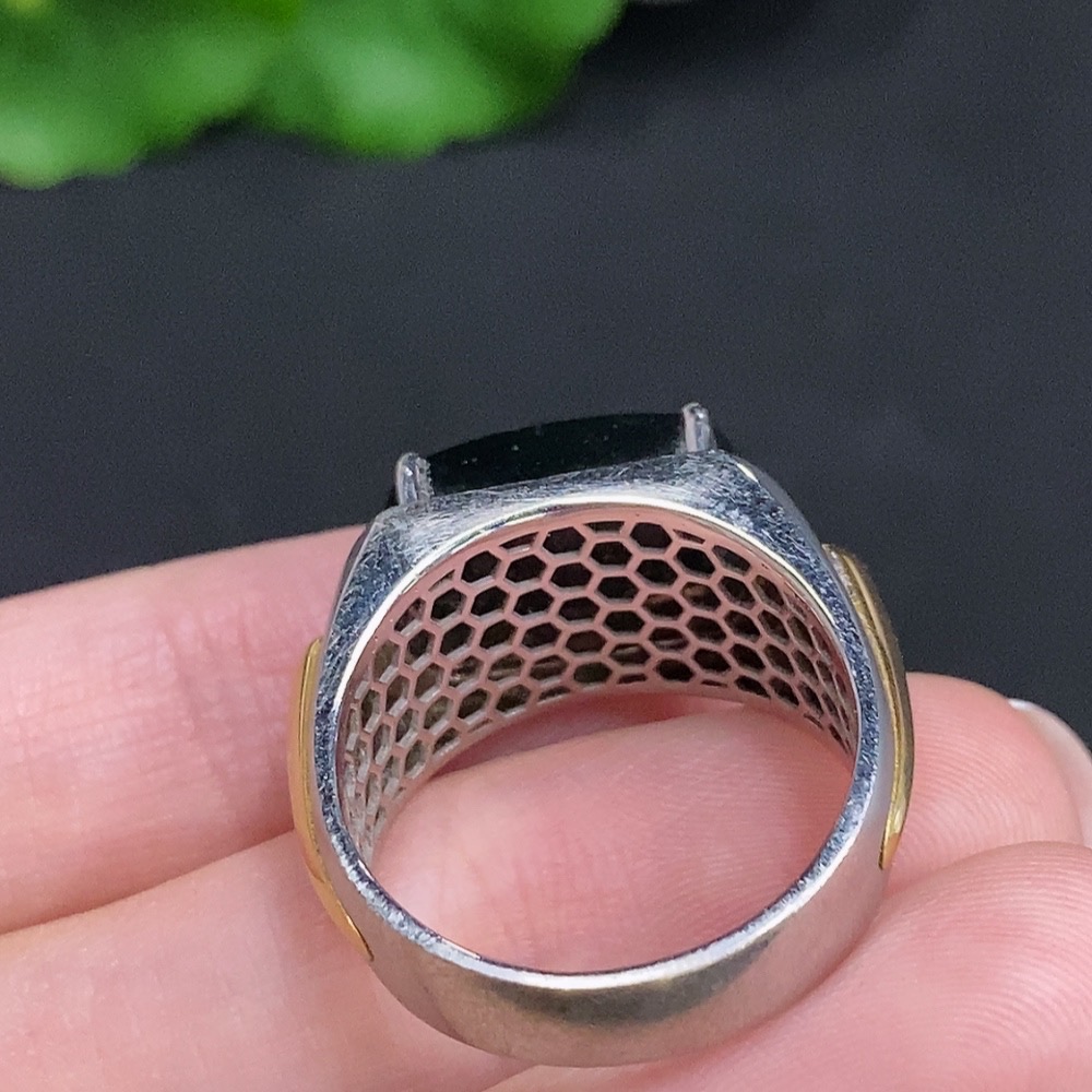 F34003382 Jadeite Cabochon Ring 18k Gold Total Weight Approx.10g Size 20 With Diamond Accents