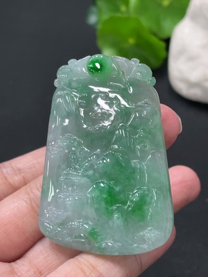 F34018416 Jadeite landscape pendant, total weight about 27g