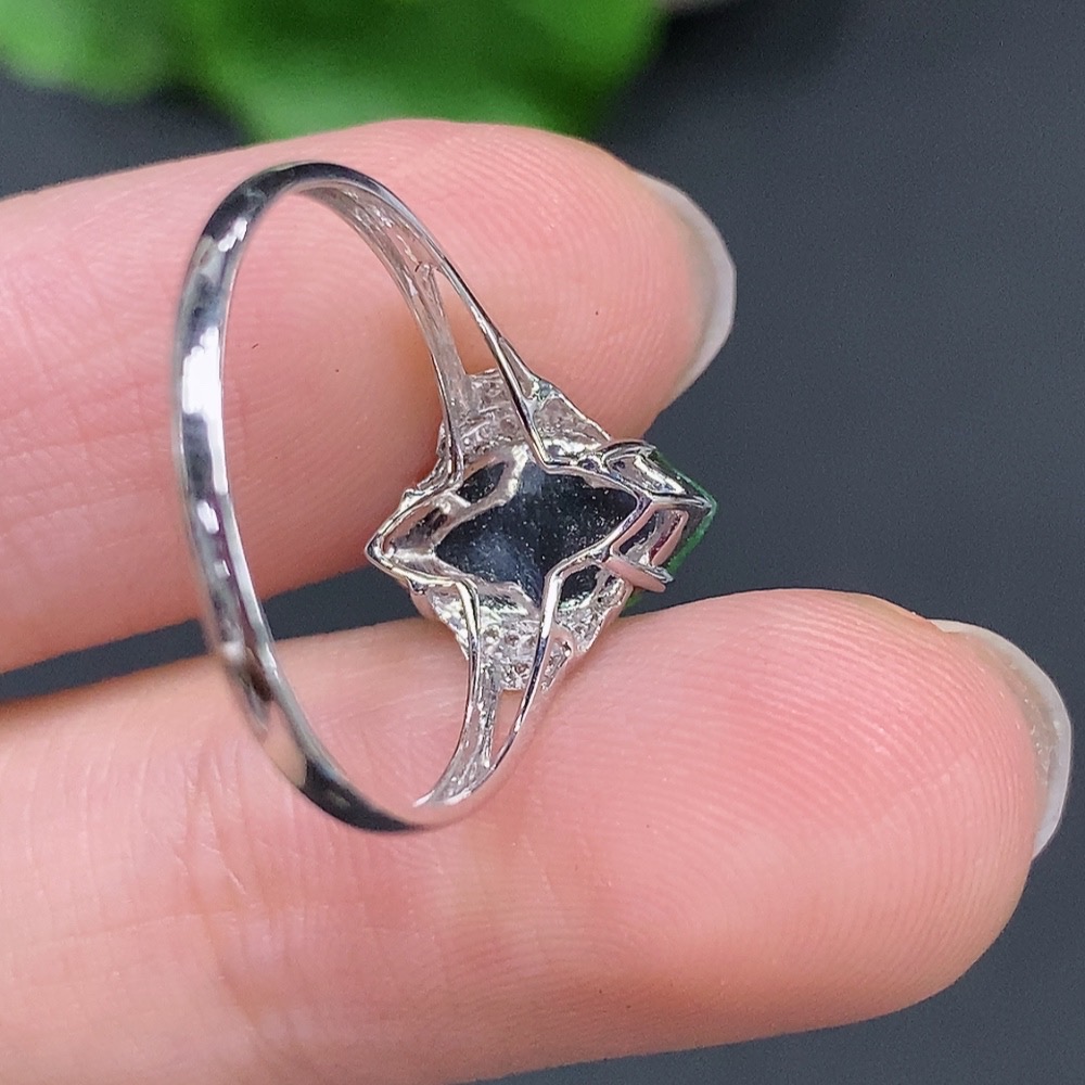 F20303532 Jadeite Cabochon Ring 18k Gold Total Weight Approx. 1.4g Size 16