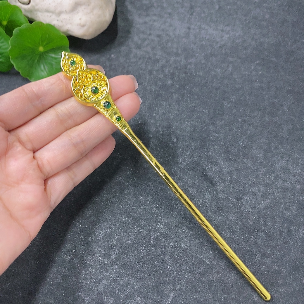F34075895 Jadeite Inlaid Hairpin Non-gold Total Weight Approx. 22.22g