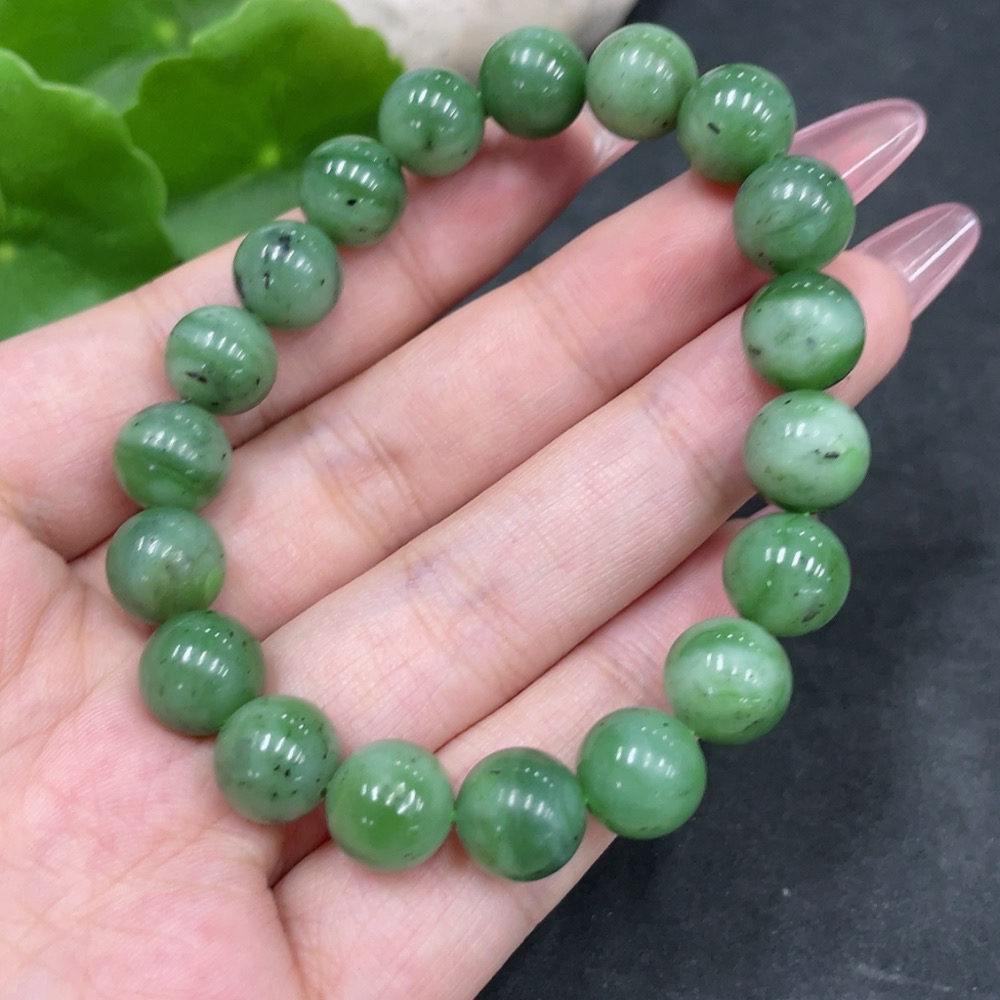 H33896454 Hetian Jade Bracelet Approx. 9.5mm Total Weight Approx. 27.2g