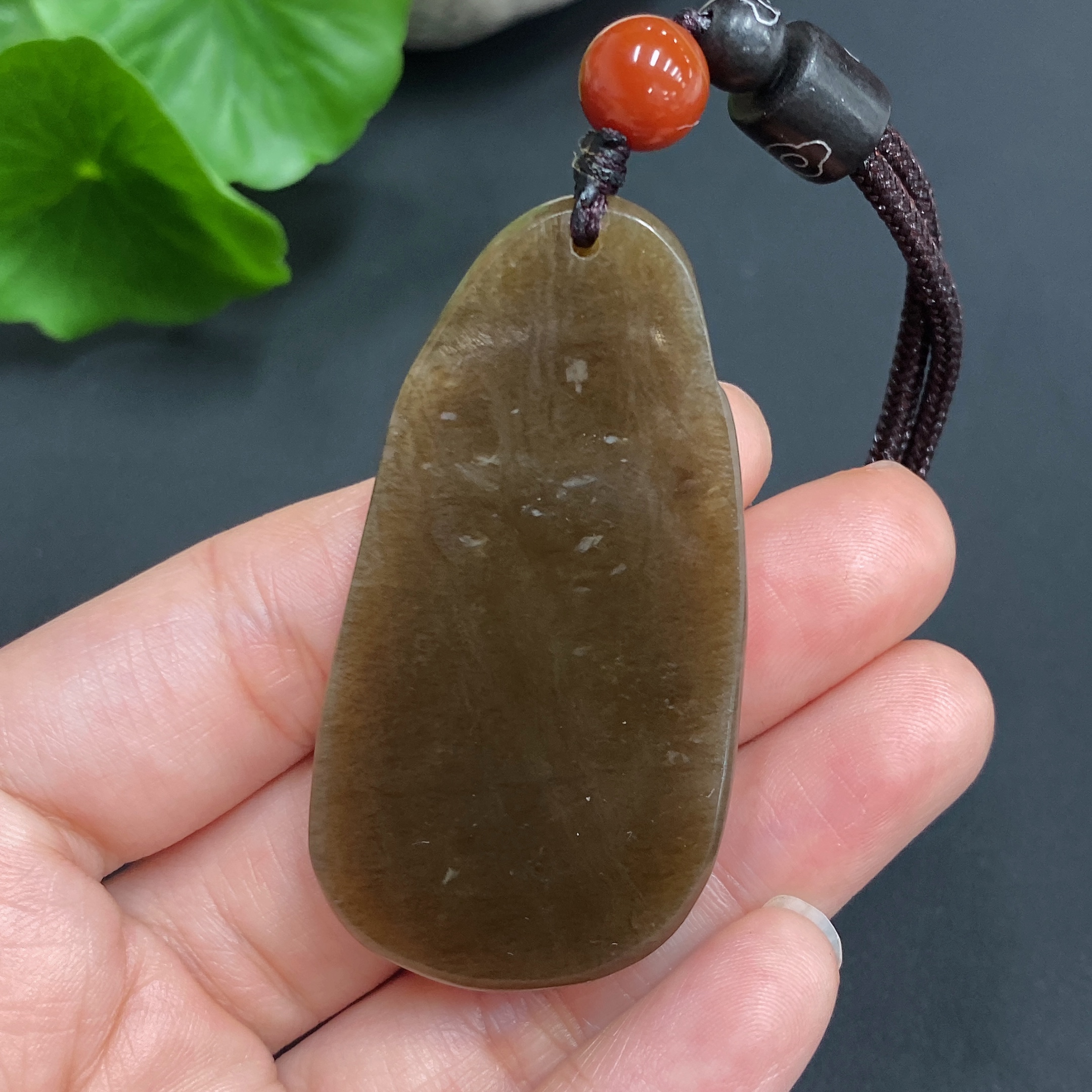 H14533874 Khotan jade pendant Guanyin gross weight approx. (including rope) 25.4g