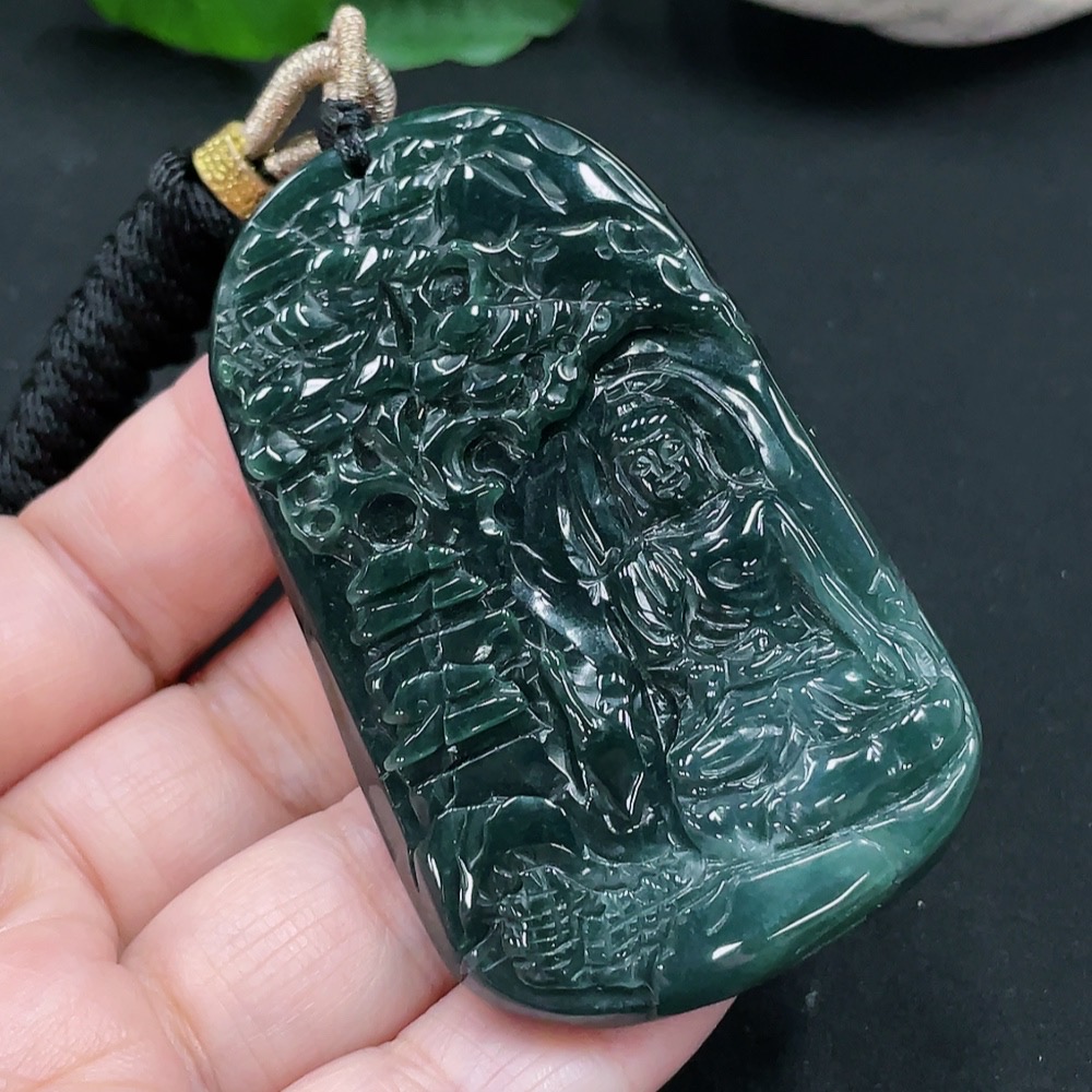 F30546798 Jadeite Pendant Total Weight Approx. 47.5g (Including Rope Weight)