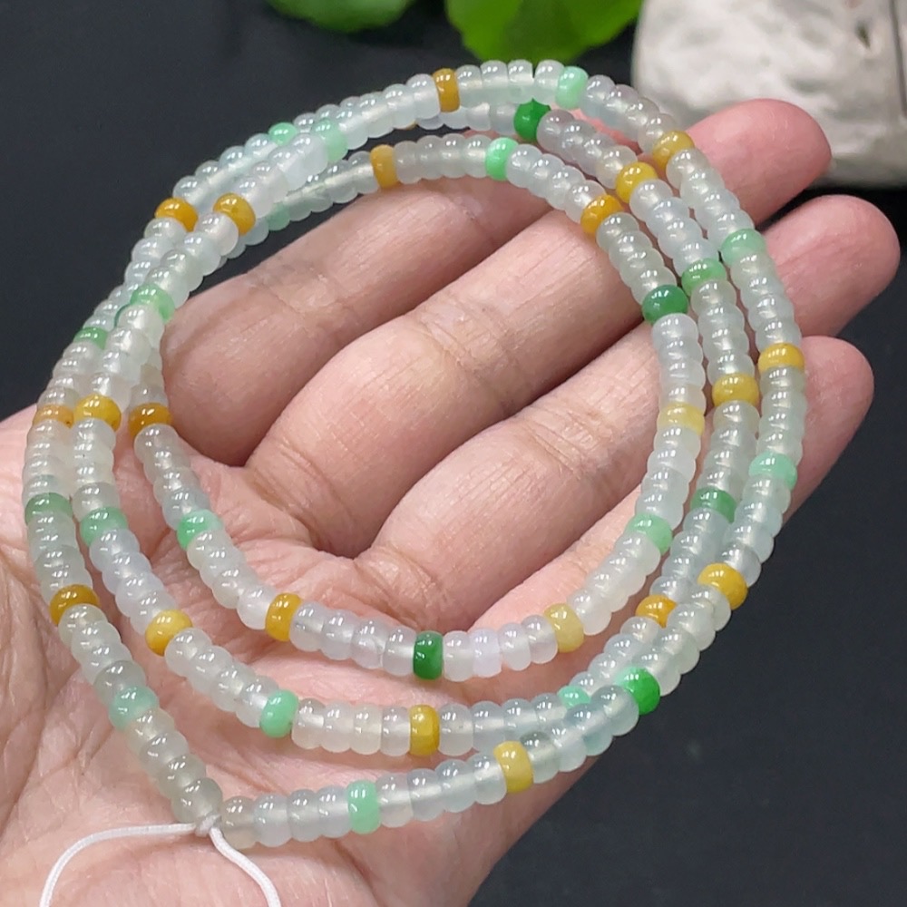 F32720737 Jadeite Bead Necklace Total Weight Approximately 28.1g Bead Size 4.4mm Color Origin Undetermined