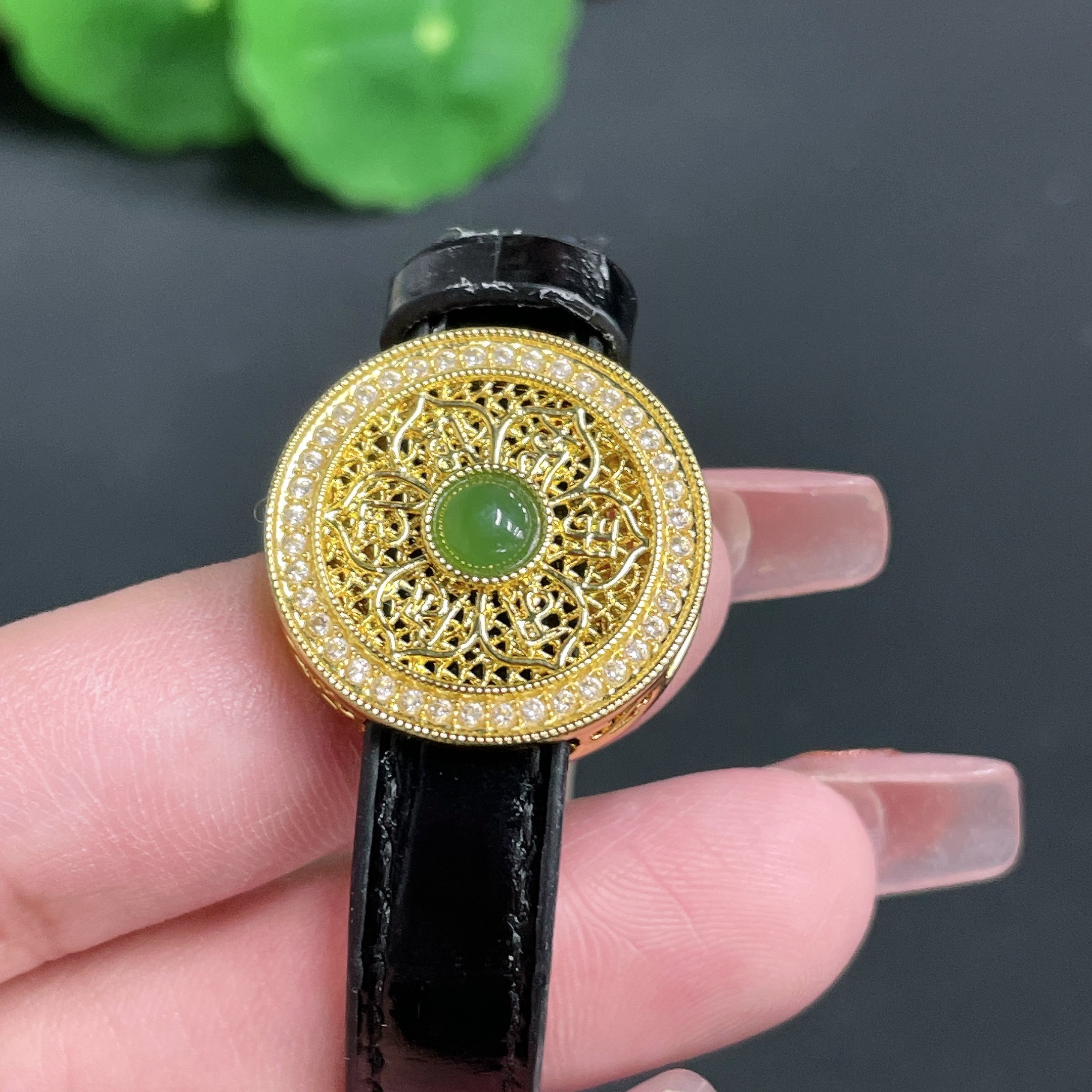H18962453 Hetian Jade Inlaid Jewelry Non-Gold Total Weight Approx. 10.81g