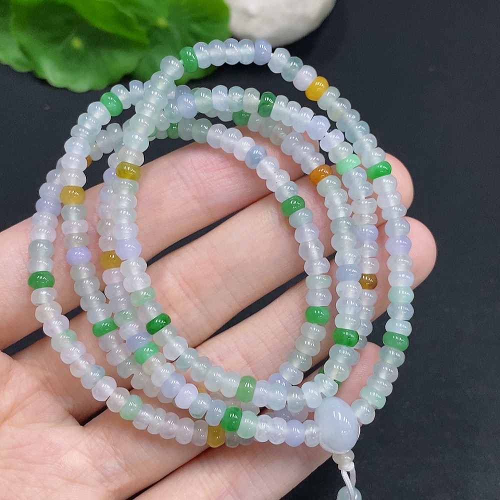 F30556366 Jadeite Bead Necklace Approx. 4.3mm Total Weight Approx. 28g Color Origin Undetermined