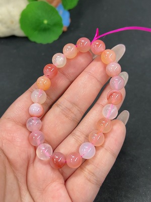 H41946089 盐源玛瑙手串 卡8.8mm左右 仅红色 货品总重约21.8g