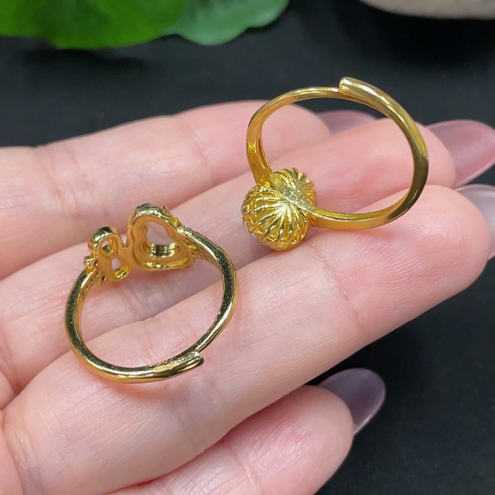 F34981985 Jadeite Inlaid Ring Sell as a Lot (Non-Gold Setting) (Adjustable)