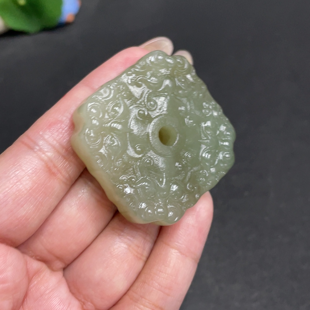 H30504492 Hetian Jade Pendant, Antique Button Style, Total Weight Approx. 42.9g