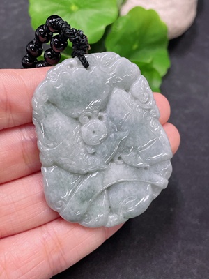F32748079 Jadeite Auspicious Fish Pendant