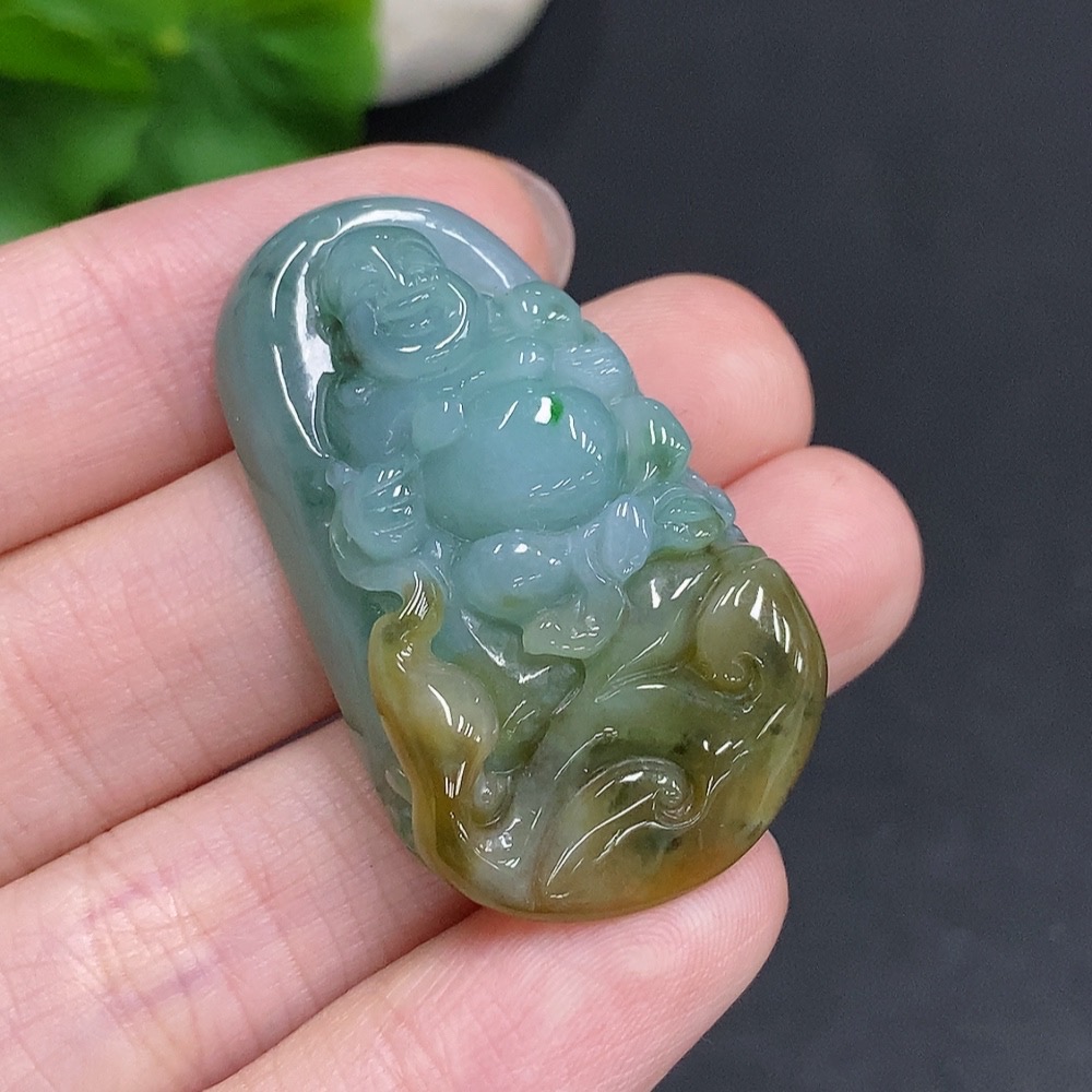 F35123879 Jadeite Buddha Pendant, Total Weight Approx. 15g
