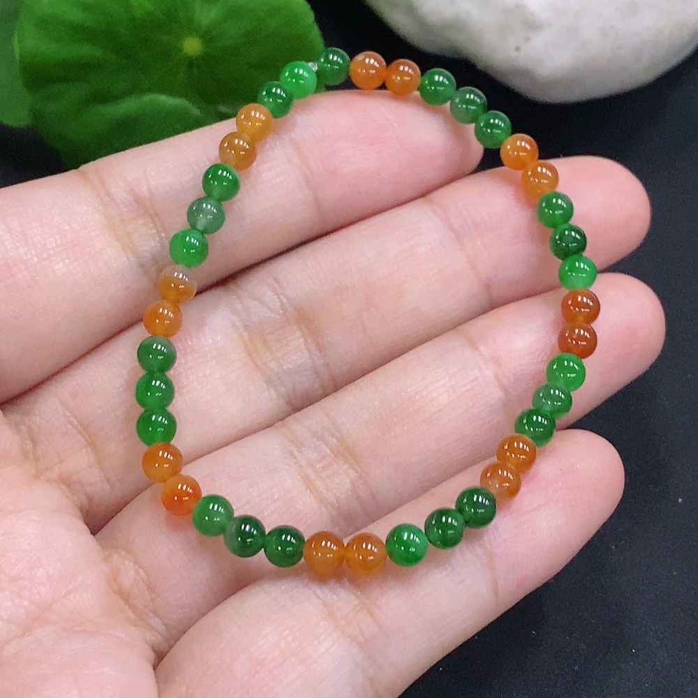 F33904778 Jadeite Bead Necklace with approx. 3.8mm beads, total weight approx. 4.4g (red color origin undetermined)