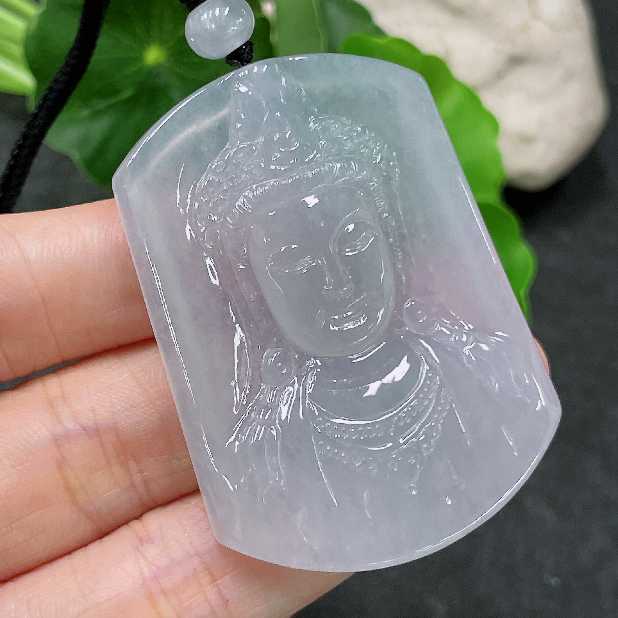 F32811584 Jadeite Pendant Guanyin with Cord Total Weight Approx. 27.84g