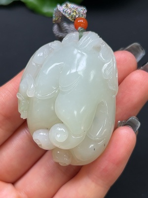 H46530010 和田玉佛手挂件 总重约57.27g 含绳