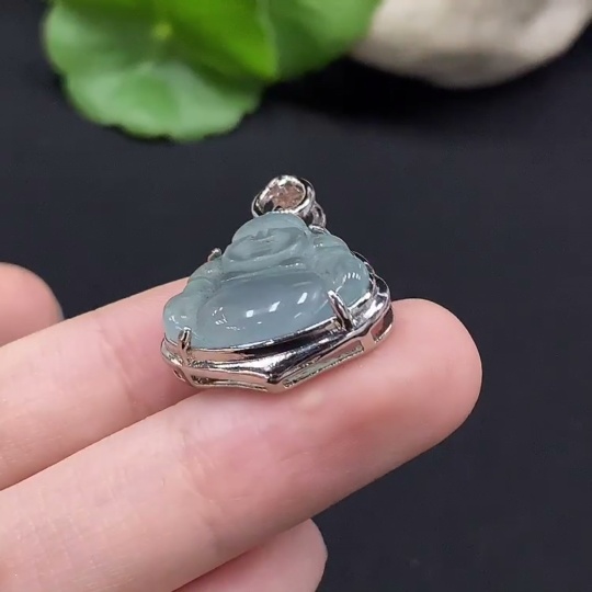 F35114832 Jadeite Buddha Pendant Mounted Without Gold Total Weight About 3.72g