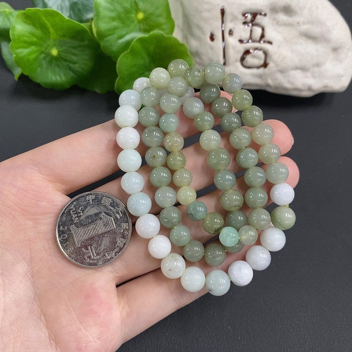 F0746455 Jadeite Bead Necklace with Minor Cracks on Some Beads, Size 7.2mm