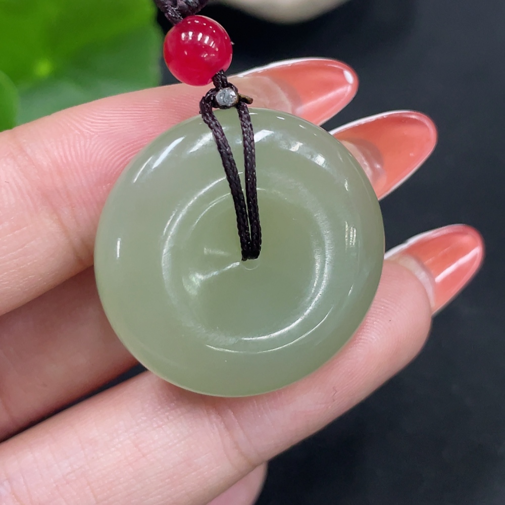H34027904 Hetian Jade Pendant   Peace Button   Total Weight: Approx. 11.6g