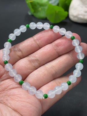 F33876028 Jadeite Beads Bracelet Total Weight Approx.10.5g Size Approx.5.9mm