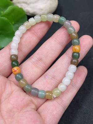 H36260420 Hetian Jade Bracelet, Approx. 5.8mm, Total Weight Approx. 10.7g, Non-Hetian Jade Beads Included