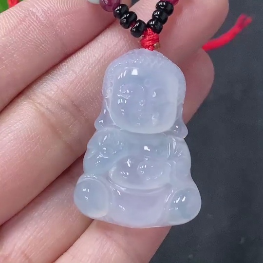 F35139571 Jadeite Baby Buddha Pendant Total Weight Approx. 11.18g With Non-Grade A Beads